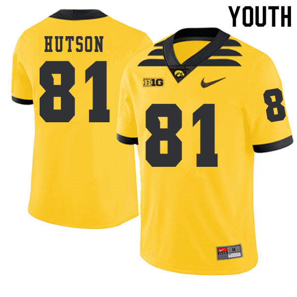 2019 Youth #81 Desmond Hutson Iowa Hawkeyes College Football Alternate Jerseys Sale-Gold - Click Image to Close